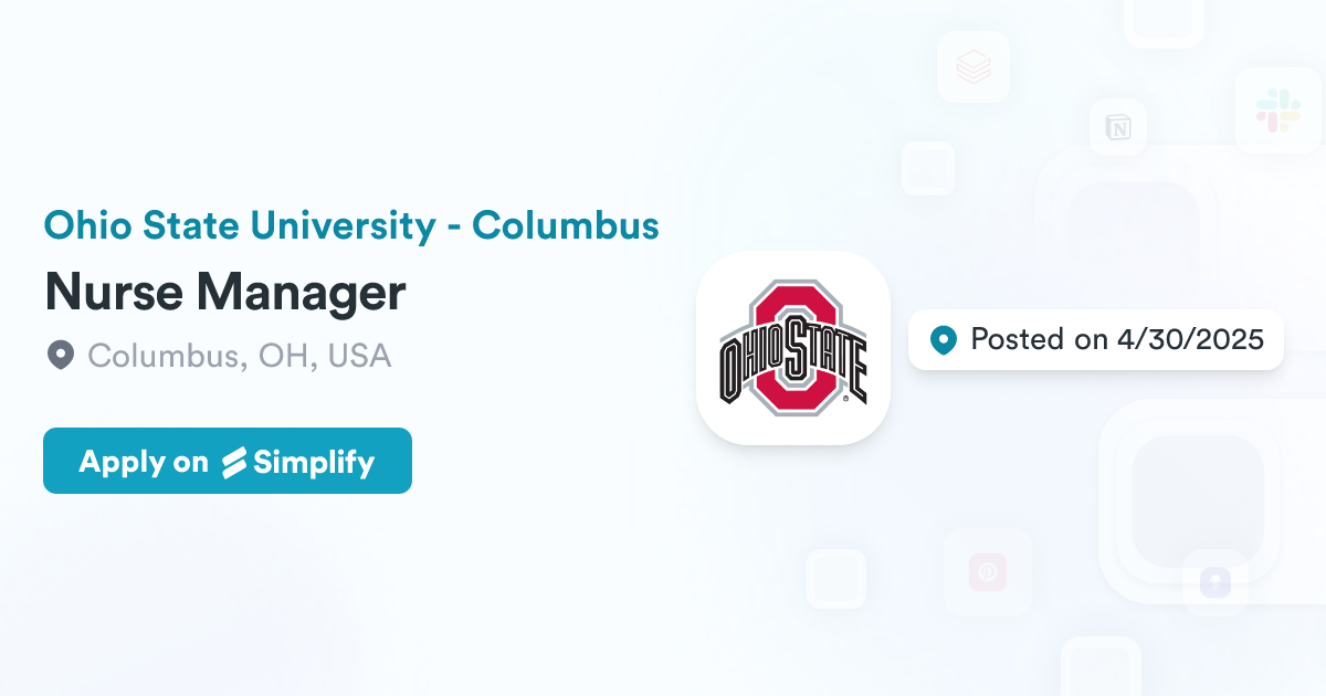 Nurse Manager Ohio State University Columbus Simplify Jobs